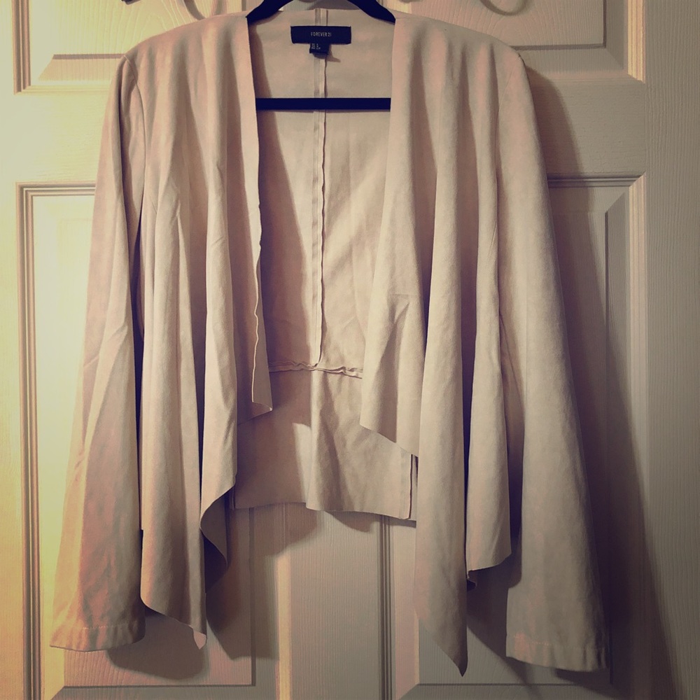 Cream Velour Open Cardigan SIZE: LARGE